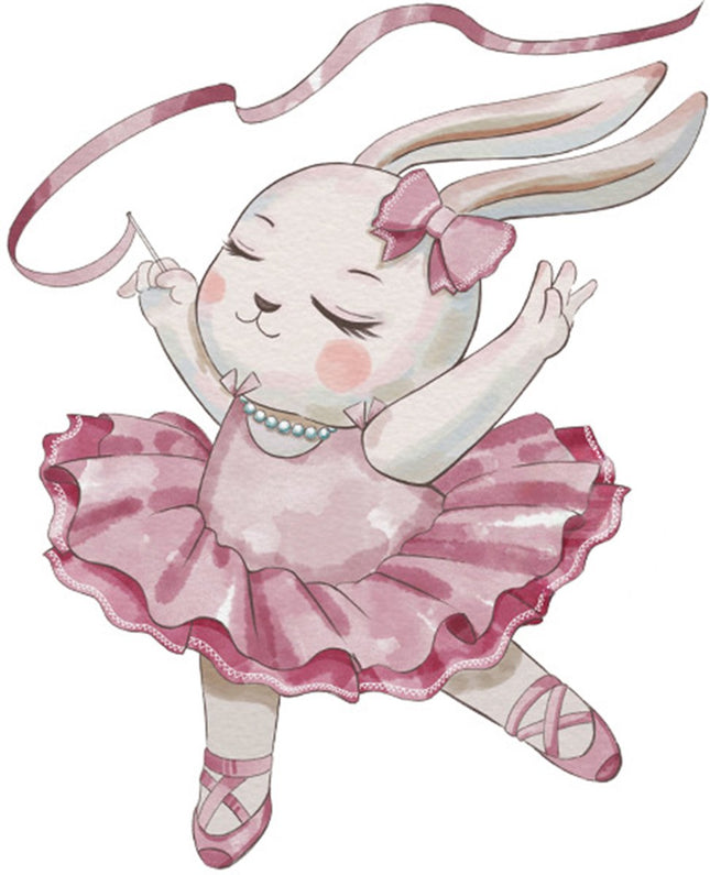 Wandsticker konijn ballerina – muursticker voor de kinderkamer, 61 x 50 cm