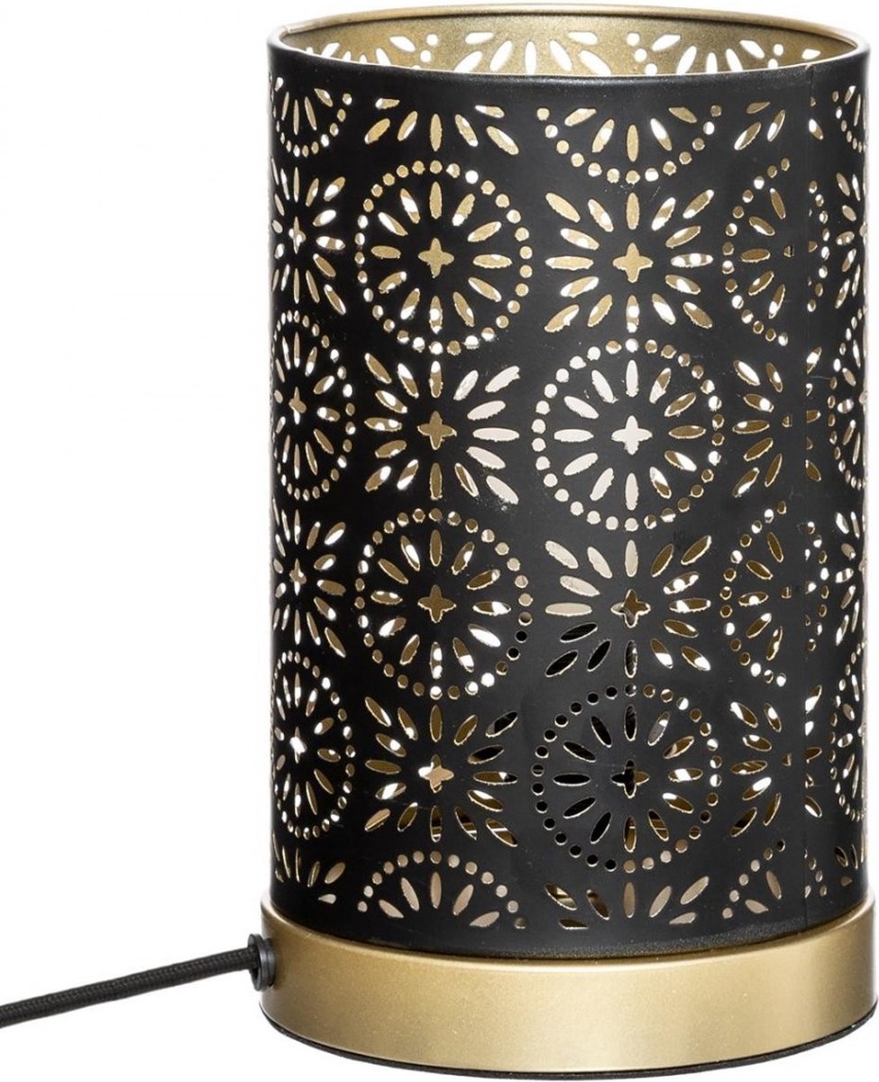 Atmosphera tafellamp met mandala patroon – zwart en goud, E14-fitting
