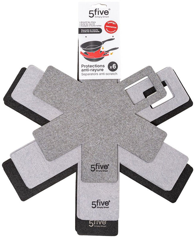 5Five Simply Smart koekenpanbeschermer – pluche, set van 6 onderdelen