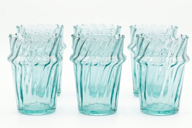 Marokkaanse drinkglazen van gerecycled glas – set van 6, mondgeblazen
