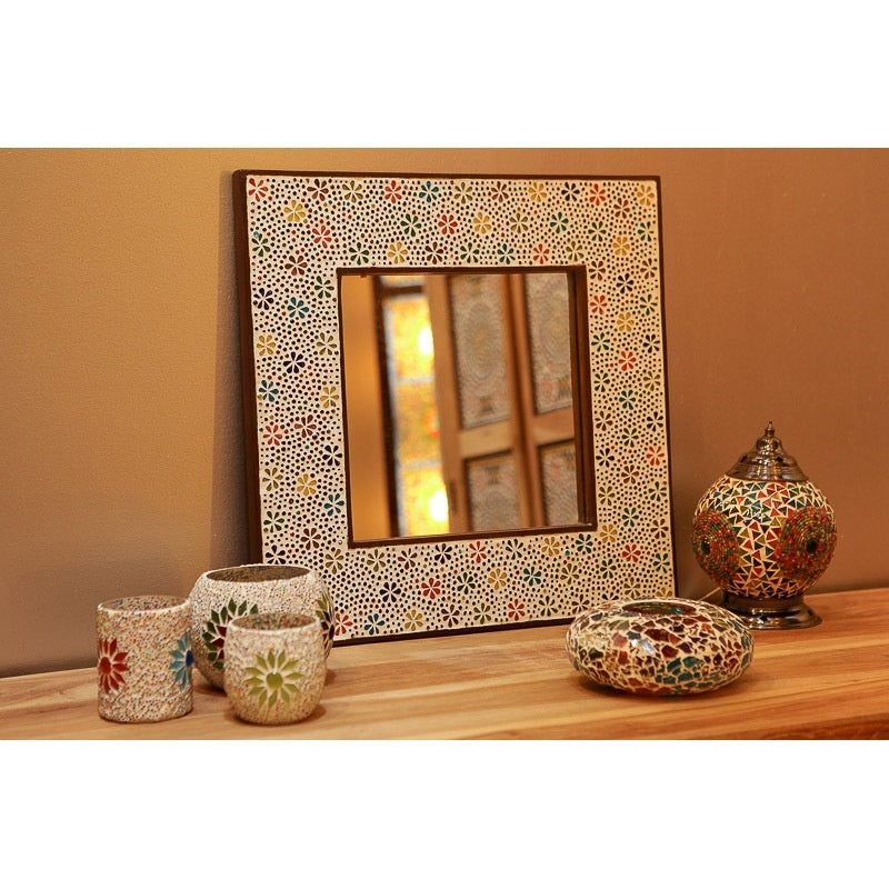 Orientalischer Spiegel mit Mosaikrahmen mehrfarbig 65 x 50 cm