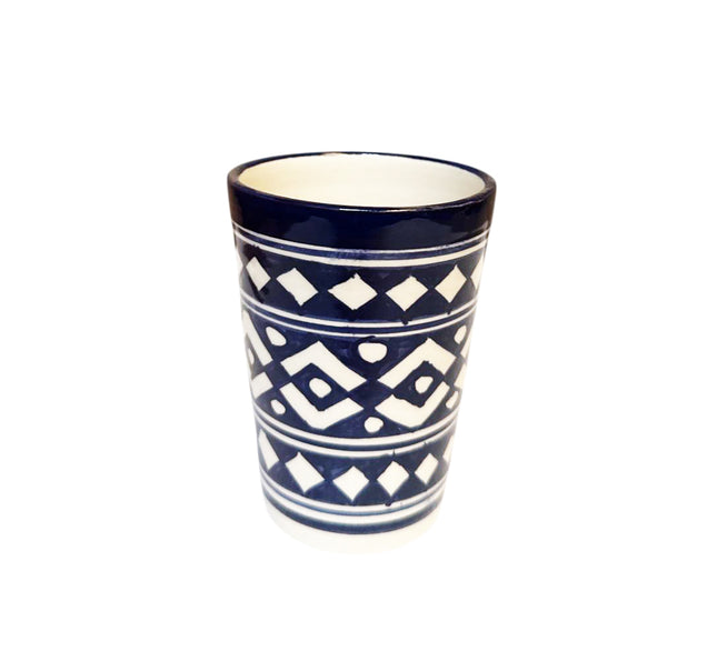 Moroccan Fes Cup – Dark Blue Pottery – Handmade