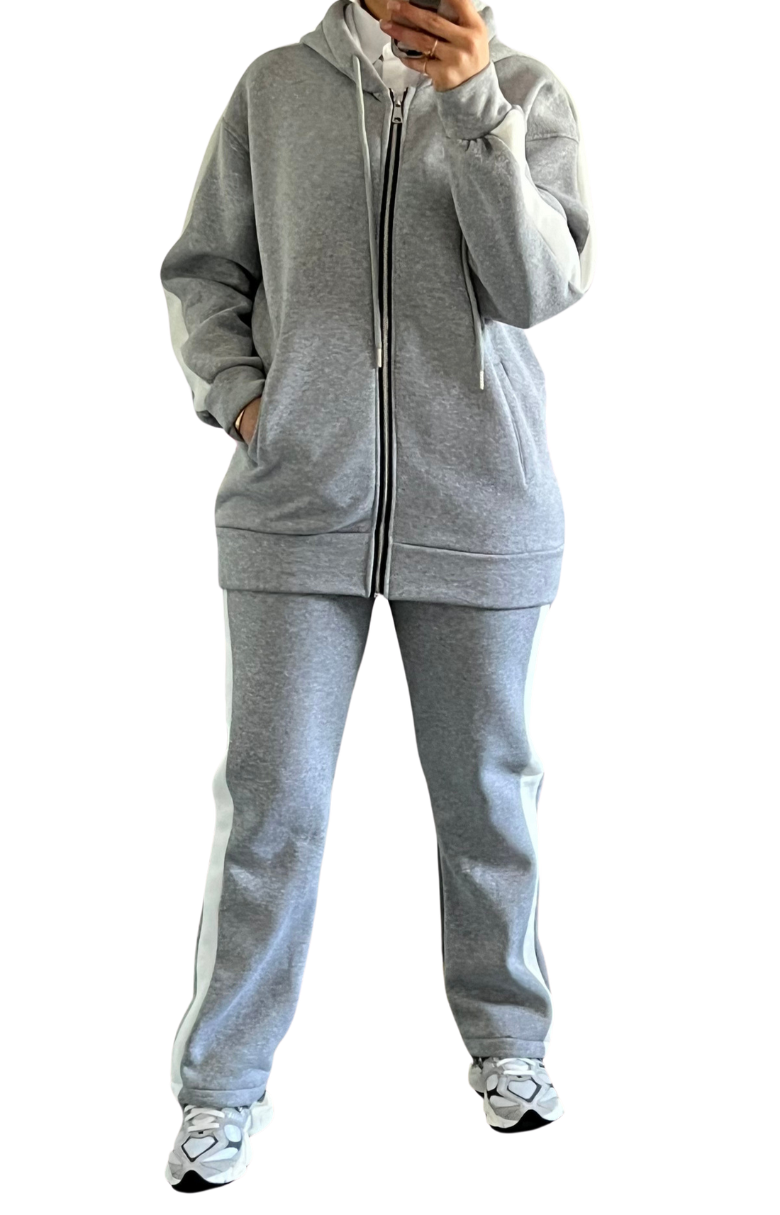 Comfy Jogger Set – oversized joggingpak dames met rits, zwart, grijs of khaki – foto 6