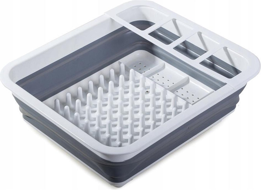 Grey/white foldable dish drying rack 38 x 29 cm