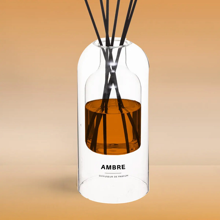 Diffuseur de parfum ambré XL | 500 ML | 6 bâtonnets en rotin