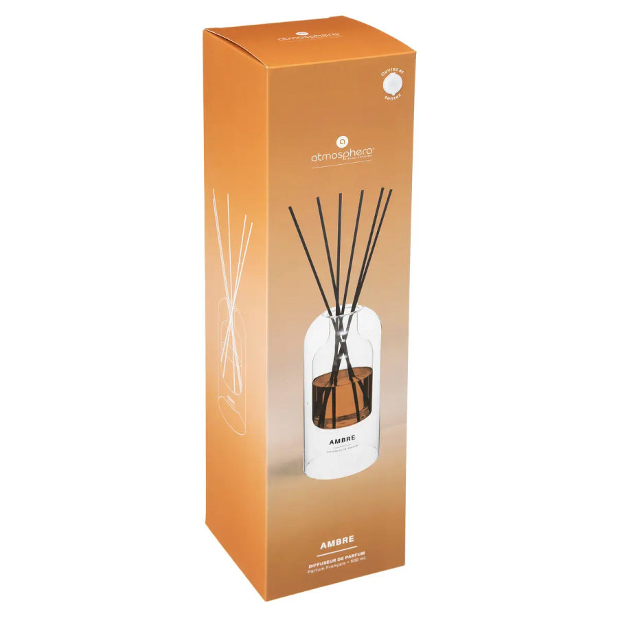 Diffuseur de parfum ambré XL | 500 ML | 6 bâtonnets en rotin