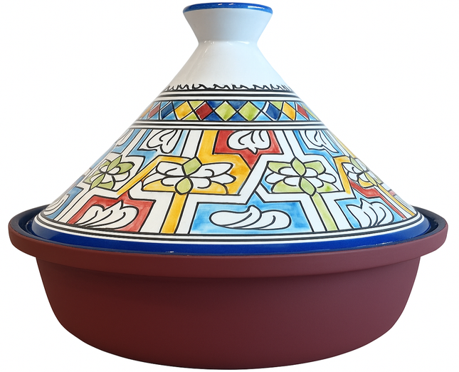 Marokkaanse tajine 30 cm – handgeschilderd deksel in Andalusisch mozaïek