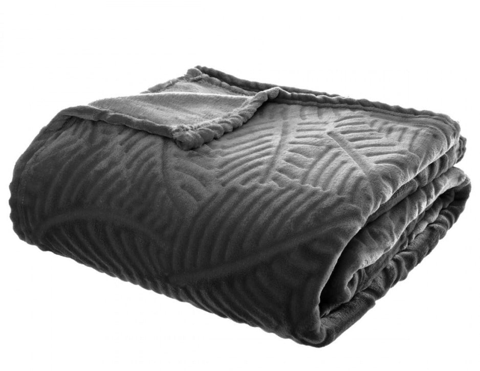 Jeté Anthracite motif Palmier XL – 240×220