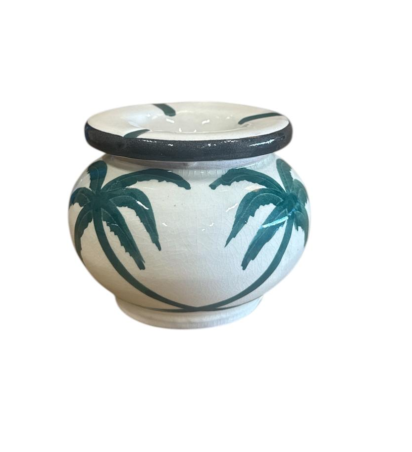 Marokkaanse asbak van aardewerk met palmdecor – handgemaakt, Ø 9,5 cm – foto 3