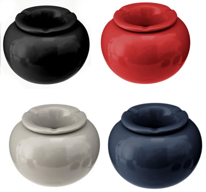Grote ronde asbak van keramiek (XL) – stormasbak met deksel, 16 cm