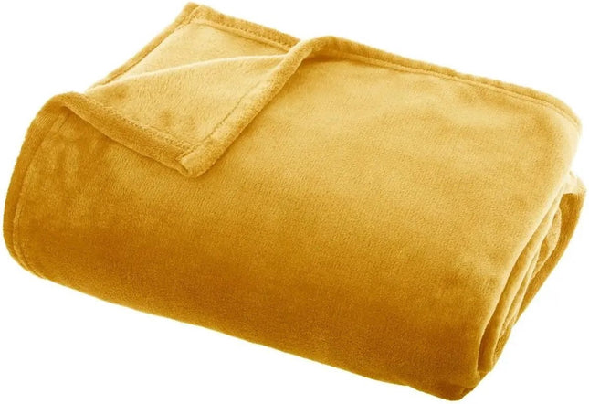 Atmosphera - Throw - Fleece - Ochre Yellow - 130 x 180 cm