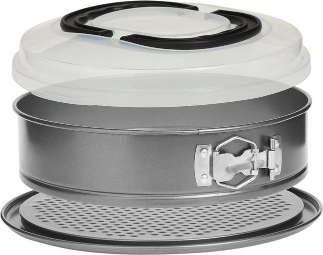 3-in-1 baking tin with removable base and lid: bake, store, and transport – 2.4 L and D 26 cm