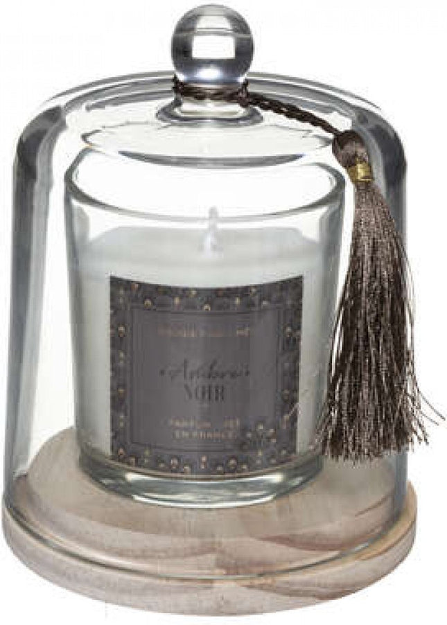 Bougie Atmosphera - Bougie parfumée - Parfum Ambre - Senteur douce et sucrée - Avec support en verre