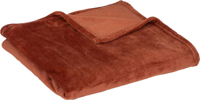 Atmosphera fleece blanket - fleece throw - terracotta - 130 x 180 cm