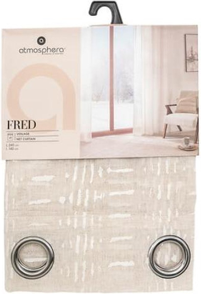 Atmosphera Fred Gordijn printed 140 x 240 cm - Ready-made with eyelets - Beige