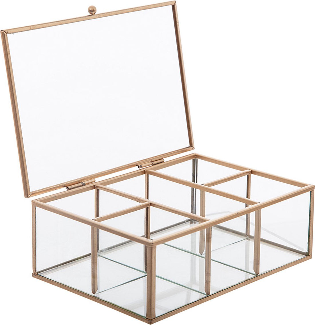 Glazen sieradenbox gouden frame - Sorteervakken