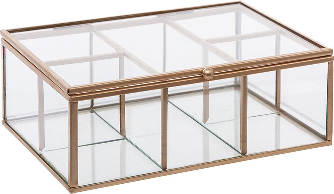 Glazen sieradenbox gouden frame - Sorteervakken