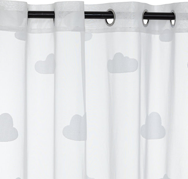 Atmosphera Kids gordijn Wolken – wit kindergordijn van polyester met ringen – foto 2