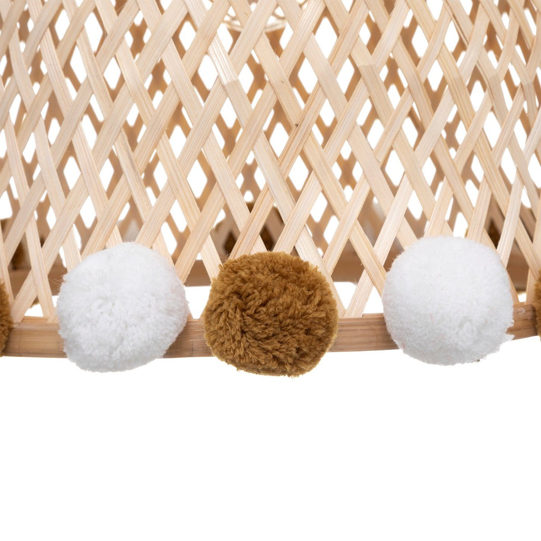Kids' children's lamp/Pendant lamp bamboo with pom-poms - Ø28xH20cm