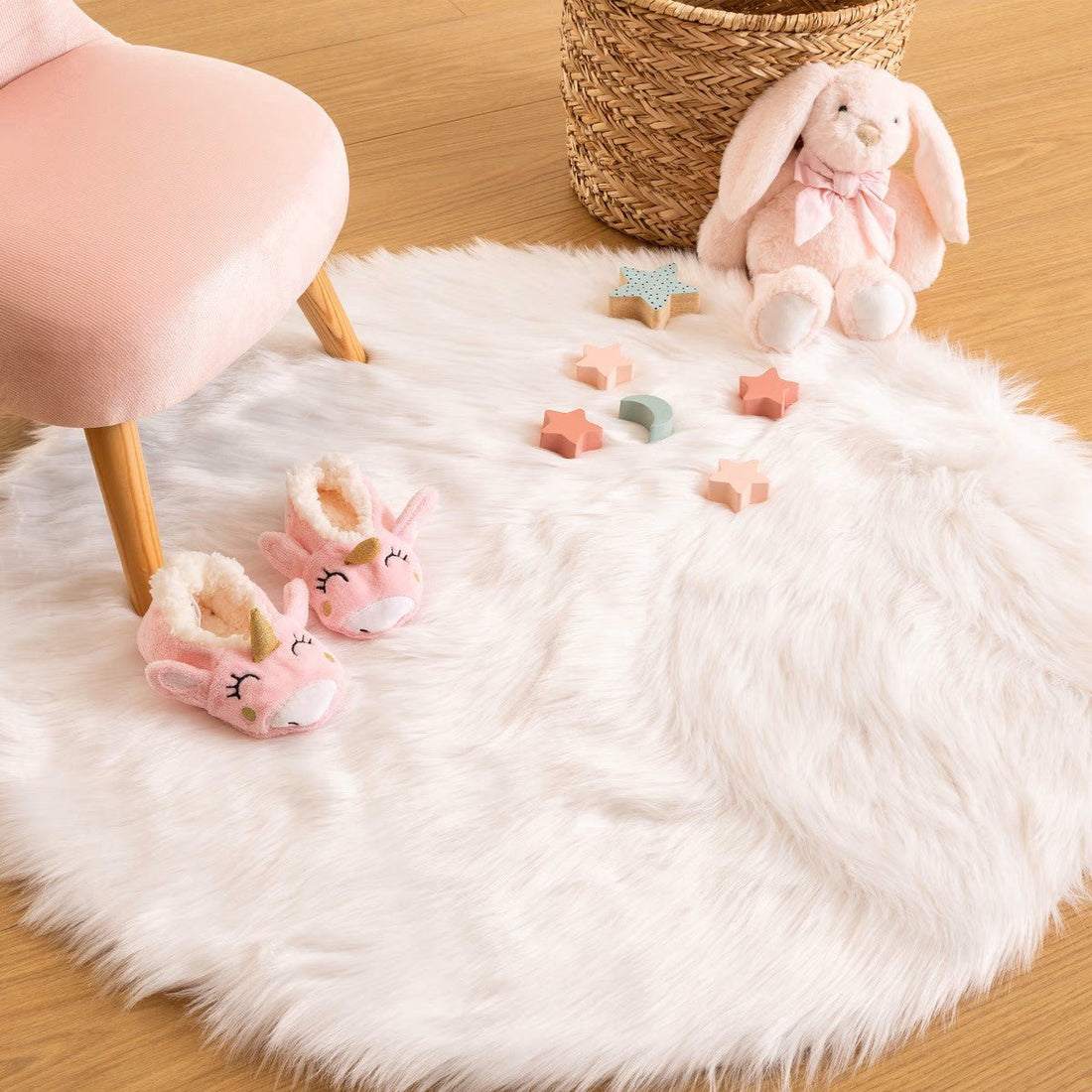 Atmosphera Kids faux fur rug - Ø90 cm - White