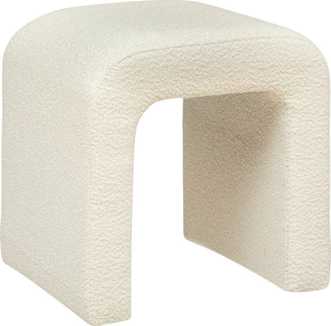 Atmosphera Sevi poef van bouclé stof – wit of paars, 41 x 35,5 x 43 cm