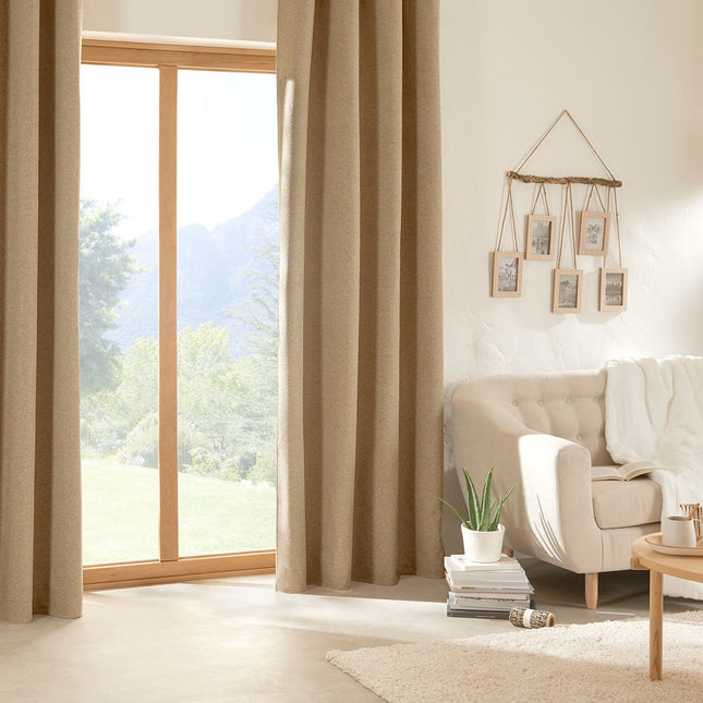 Atmosphera Soana Blackout and Insulating Curtain 140 x 260 cm - Ready-made with eyelets - Brown