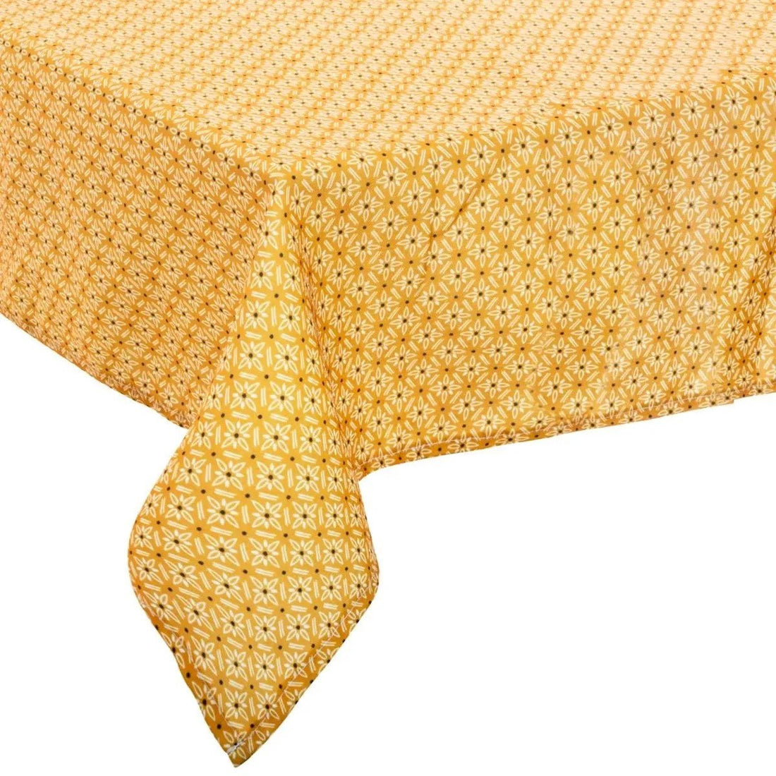 Polyester tafelkleed rechthoekig van Atmosphera – geel met print, 240 x 140 cm