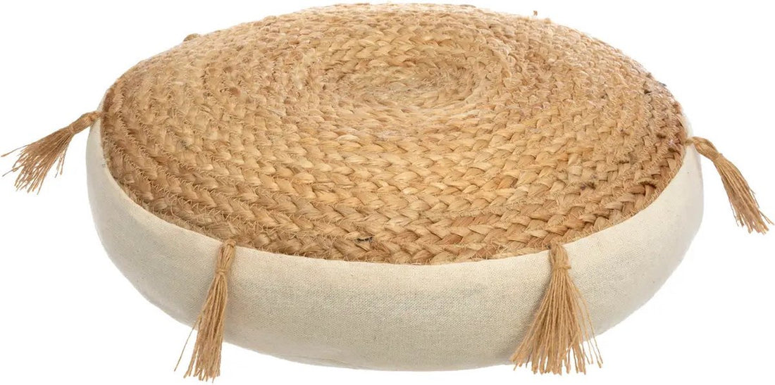 Rituals floor cushion - beige - jute/cotton - 38 x 8 cm