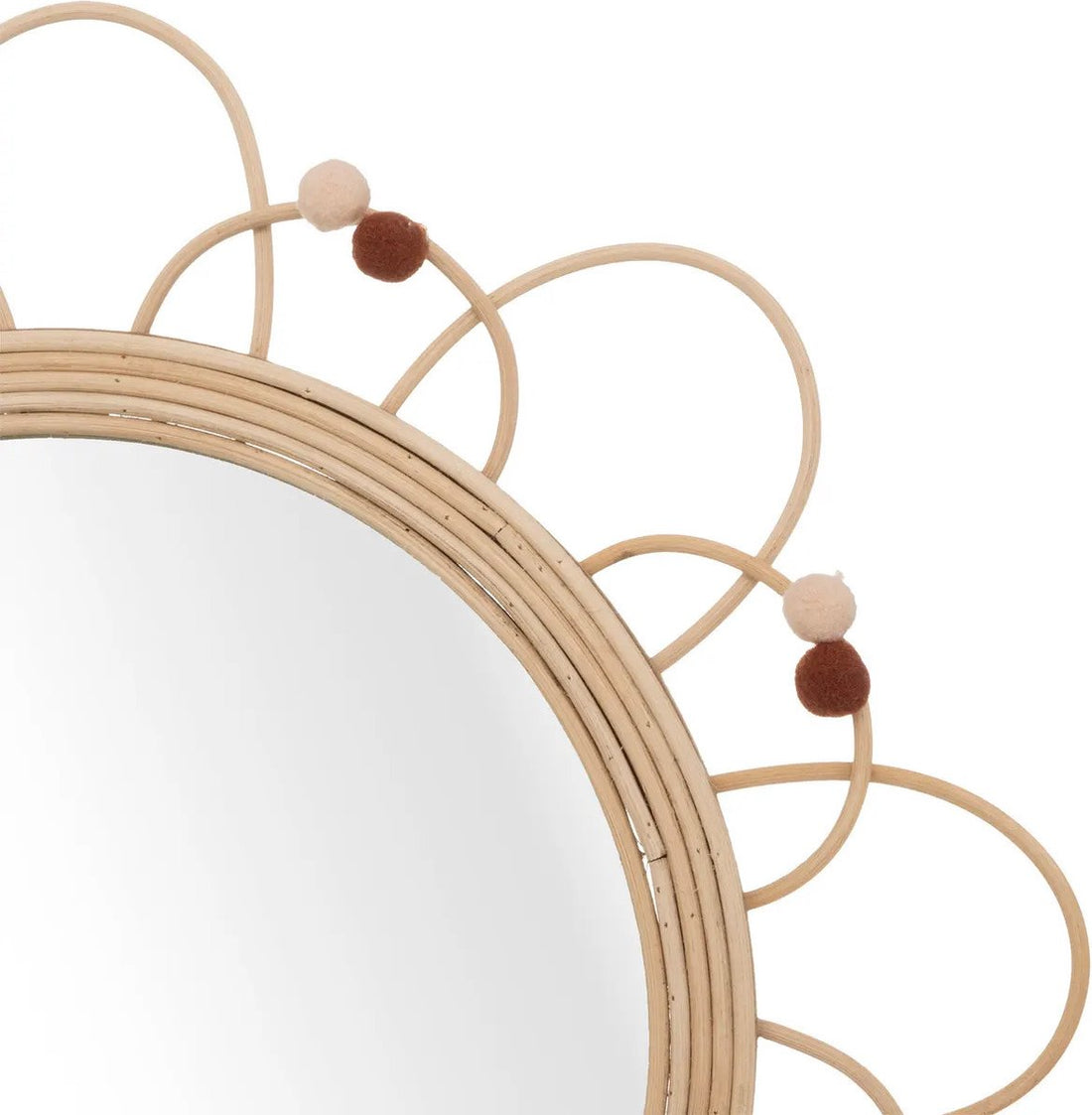 Wandspiegel - bloem - rotan - D38 cm - bohemian/boho spiegel