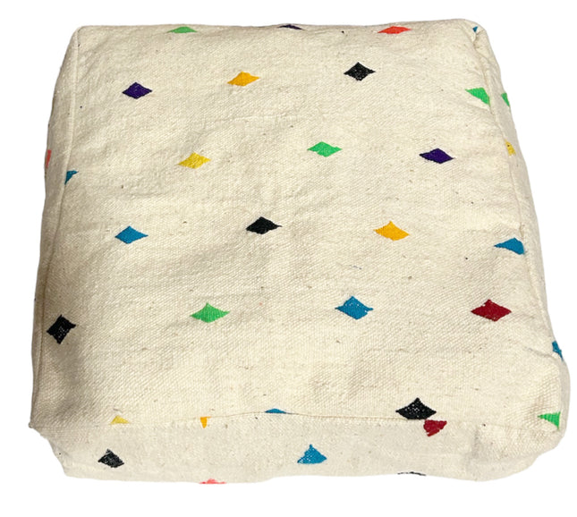 Marokkaanse berber vloerpoef Azilal – kelim poef van wol, 60 x 60 x 25 cm – foto 2