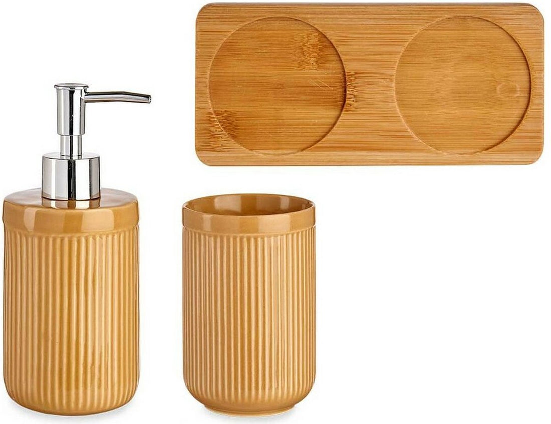 Badezimmer-Accessoire-Set Bambus Keramik