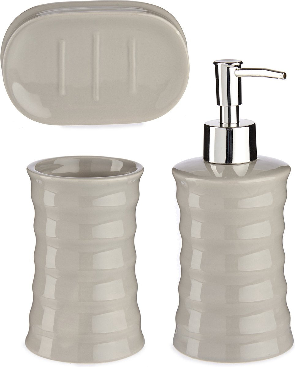 Badezimmer-Accessoire-Set Grau Keramik