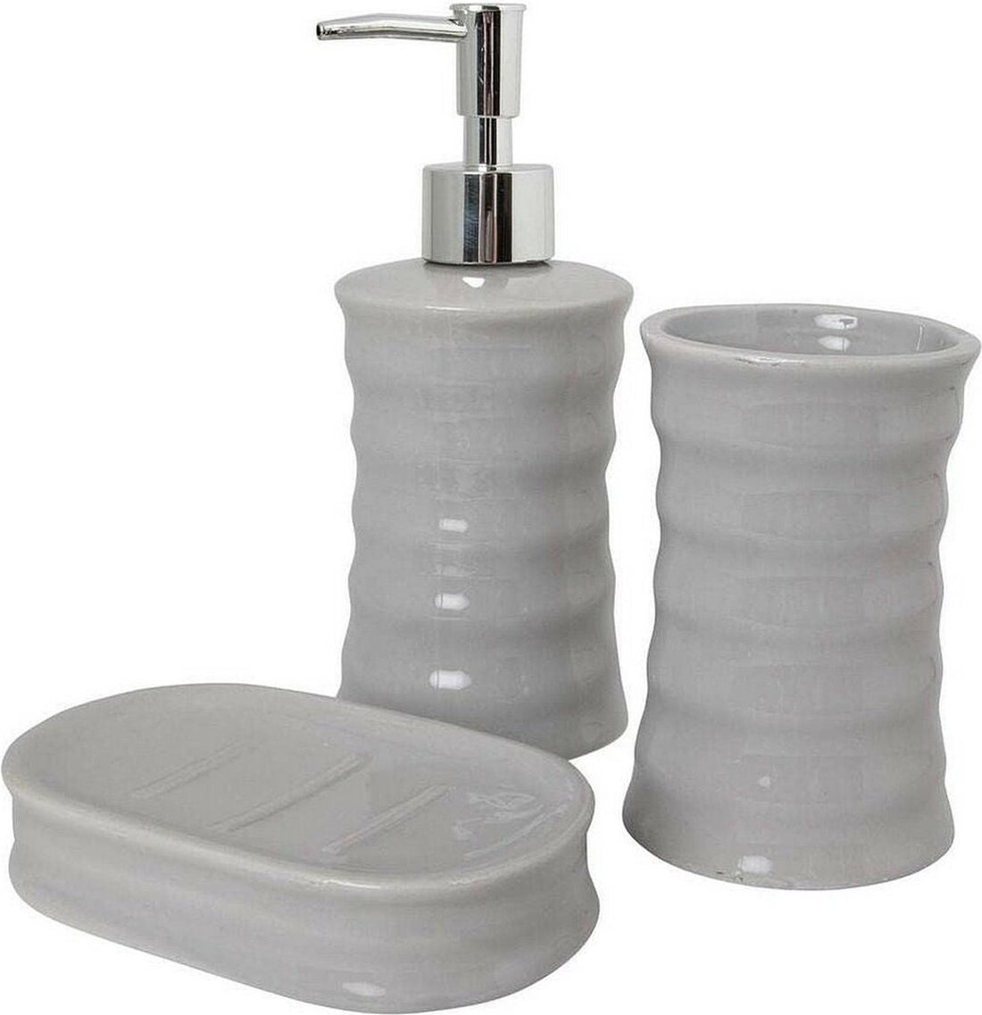 Badezimmer-Accessoire-Set Grau Keramik