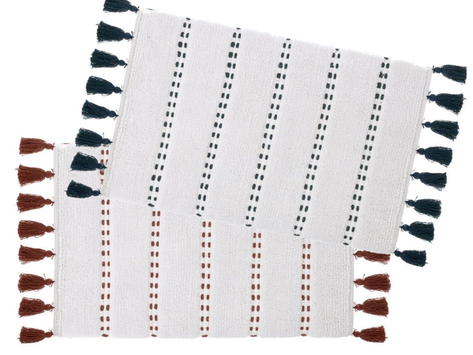 Badkamerkleed van katoen met pompons – badmat 50 x 75 cm