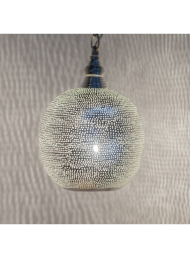 Zenza hanglamp Ball Filisky zilver small – oosterse lamp, Ø 20 cm