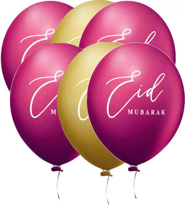 Eid Mubarak Luftballons Bordeaux/Lila 6 Stück.