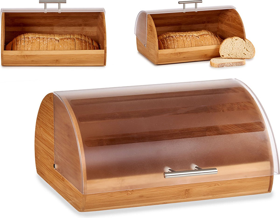 Bamboe houten broodtrommel met klep - 38 x 24 x 19 cm