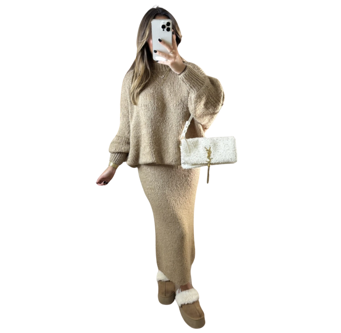 Amaya oversized twinset – wollen trui met lange rok, one size – foto 3