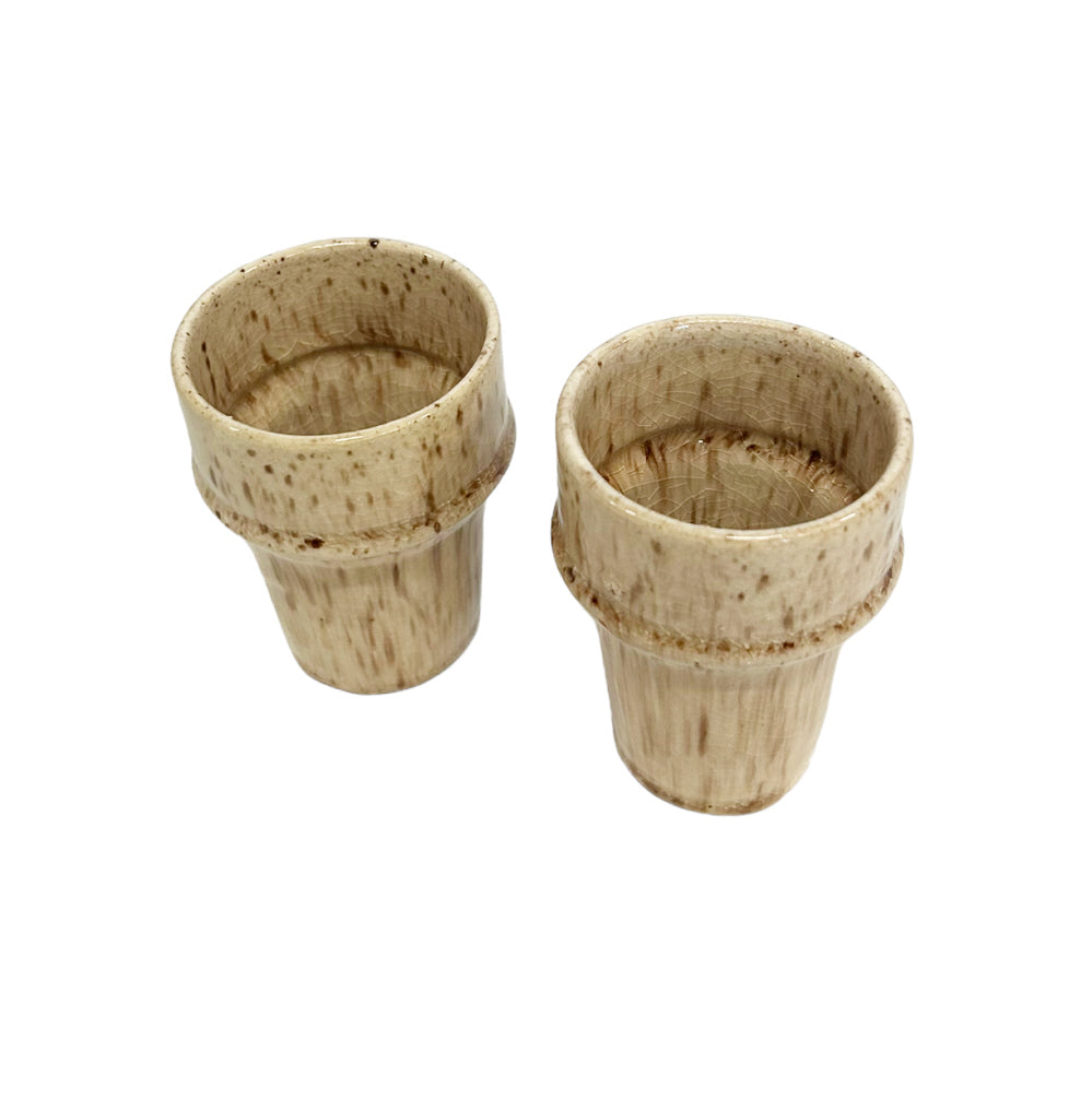 2er Set Marokkanische Espresso-Tassen aus Steingut, 70 ml