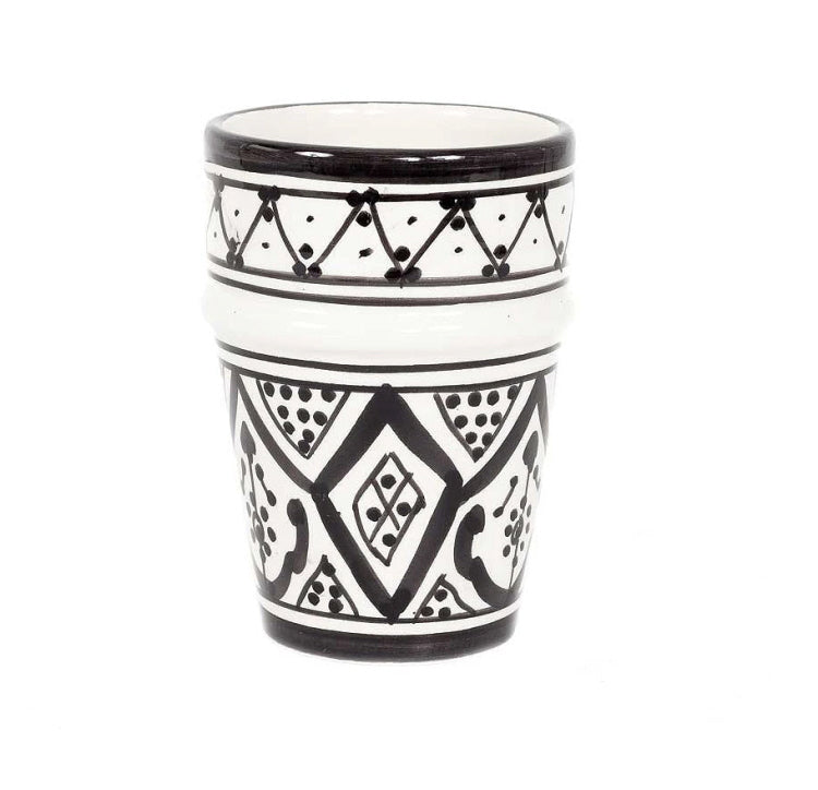 Mug en céramique - motif noir et blanc - fait main
