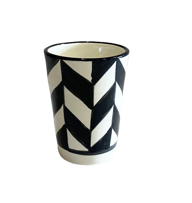 Beldi glass white black stripes