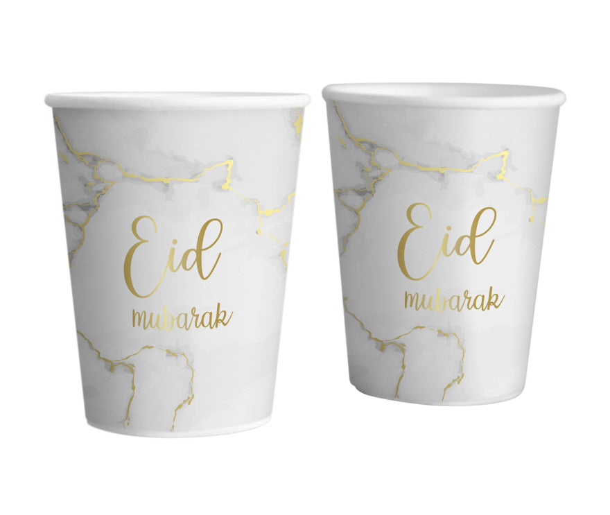 Eid mubarak bekers marmer goud (6 stuks)