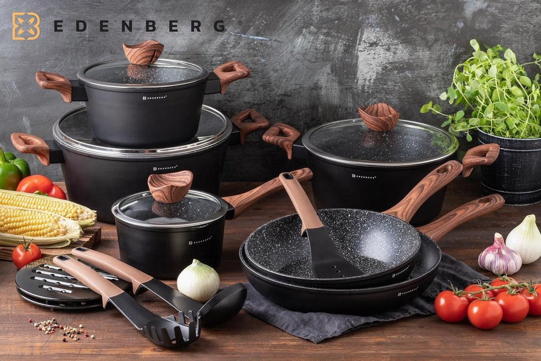 Edënbërg Black Line - Set de 15 casseroles de luxe en aluminium forgé