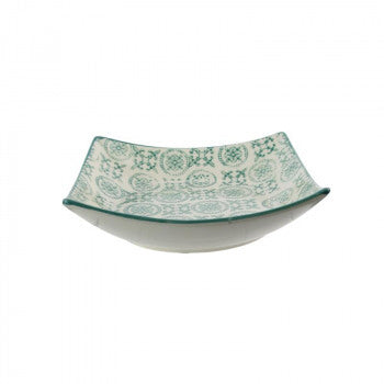 Vierkant diep bord van aardewerk – pastabord 15 x 15 cm, blauw, roze of groen – foto 2