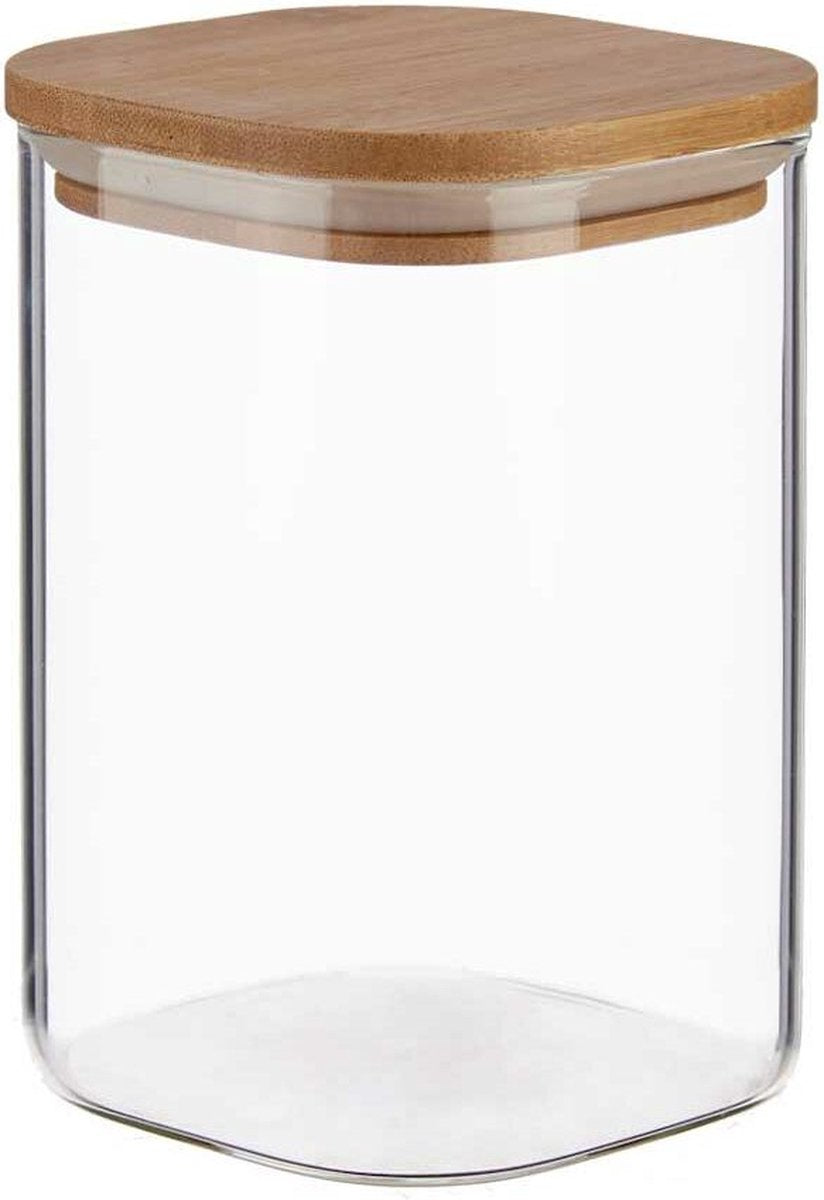 Vorratsdose transparent Bambus Borosilikatglas (1200 ml)