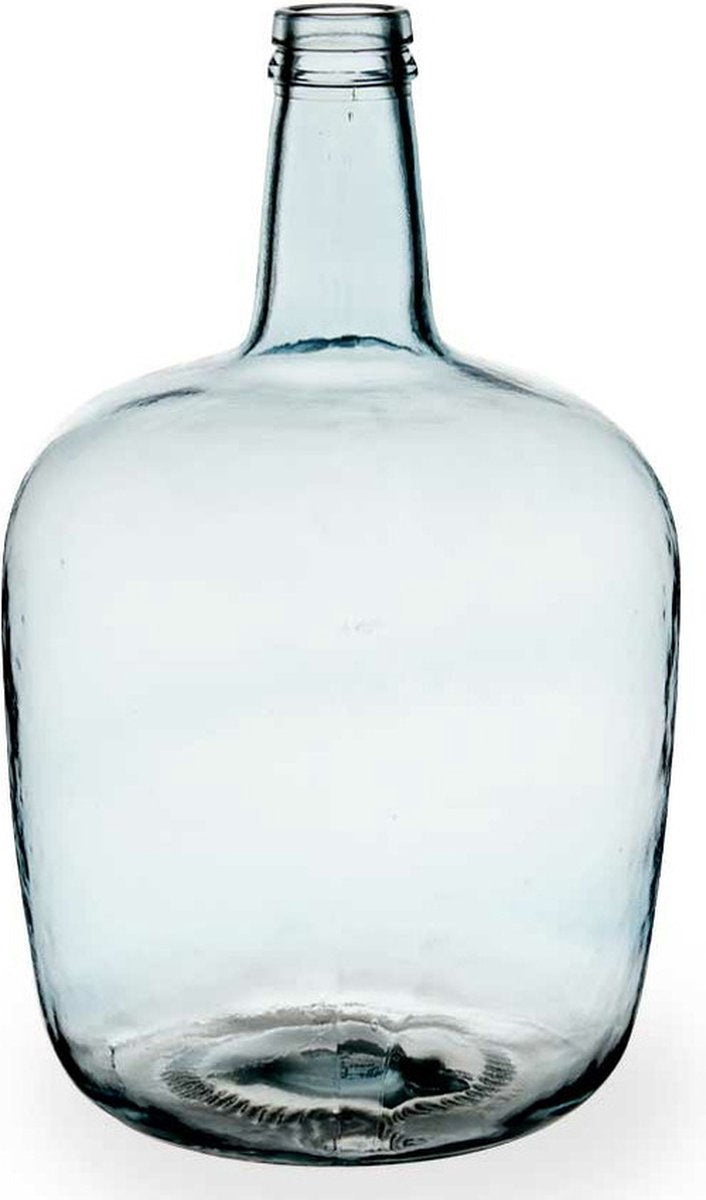 Flower vase - bottle - glass - transparent blue - 22 x 39 cm - vase