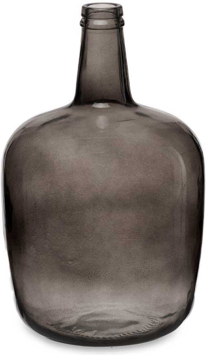 Bloemenvaas - fles - glas - grijs transparant - 22 x 39 cm