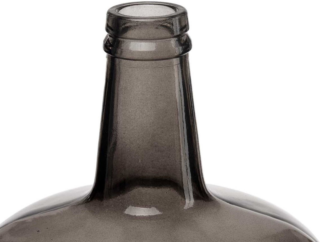 Bloemenvaas - fles - glas - grijs transparant - 22 x 39 cm