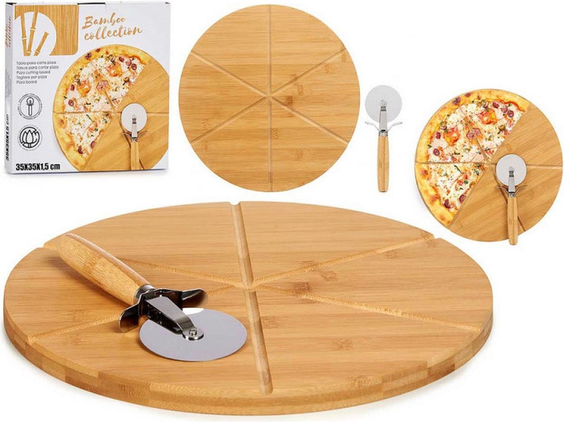 Schneidebrett Pizza Braun Bambus (Ø 35 cm)