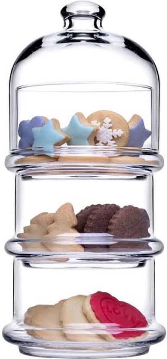 Bonbonnière - 3-Tier Glass Storage Jar - With Lid